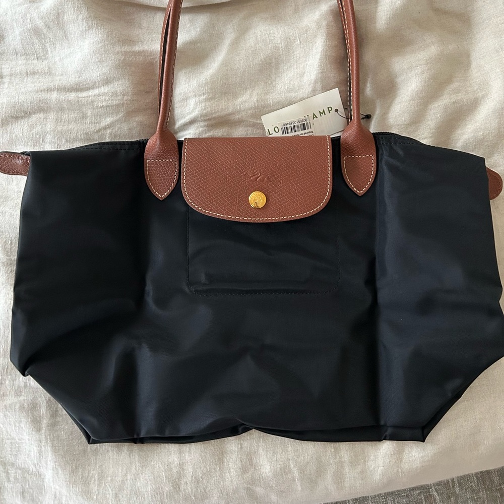 Long champ small, black/brown/gold brand new purse with tags